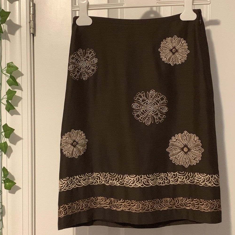 LOFT Embroidered Floral Skirt
